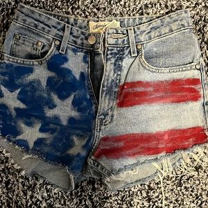 American flag denim shorts
